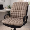 Brown Tufted Linen Office Chair Cushion with Back Support