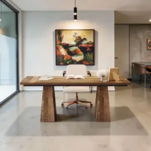 63-Inch Modern Office Workstation with Dual Pedestal Base