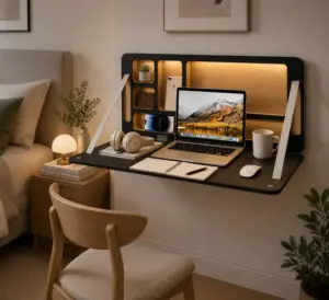 Wall Mounted Foldable Desk with Storage