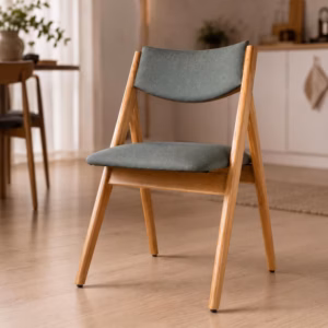 Folding Alder Wood Dining Chair with Padded Seat