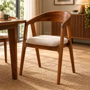 Modern Wooden Dining Chair with Upholstered Seat