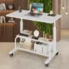 White Adjustable Mobile Standing Desk with Rolling Workstation